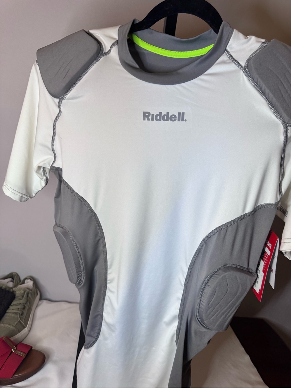 Riddell Men’s White and Gray Padded Football Compression Jersey